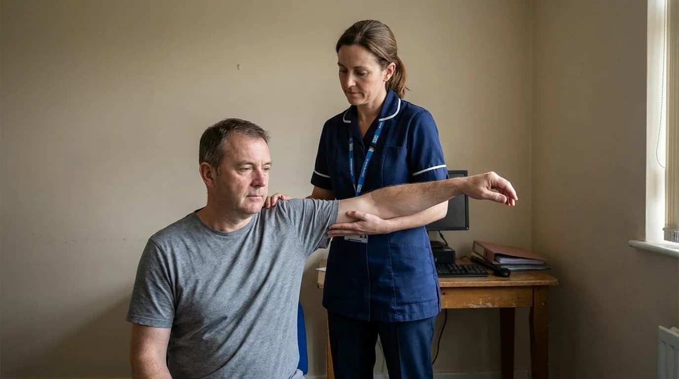 Orthopaedic specialist carrying out an expert medical examination for a medical legal report