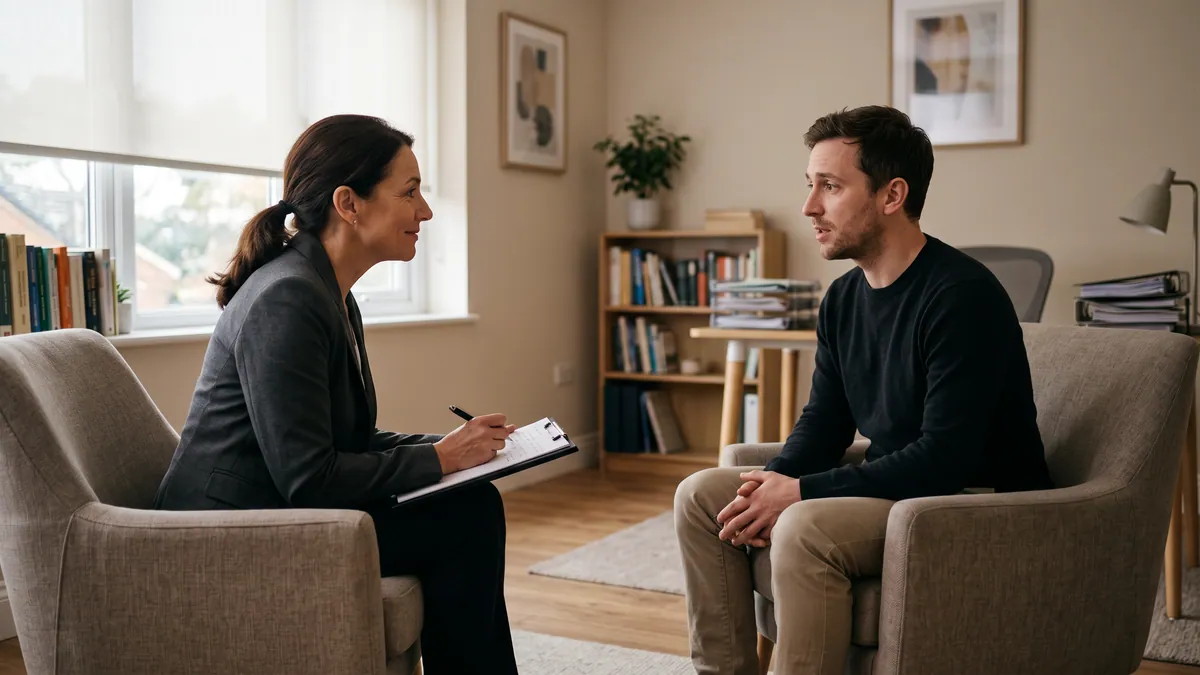 Psychiatrist conducting a mental state assessment