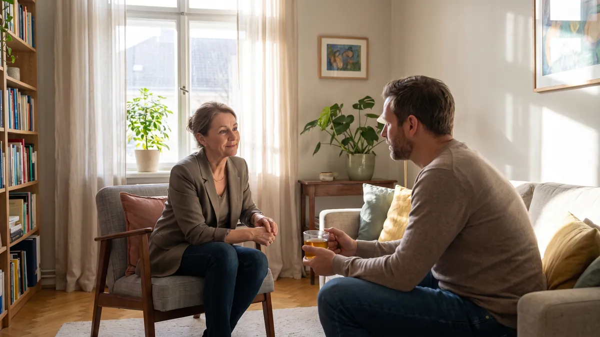 Psychologist conducting a family assessment interview