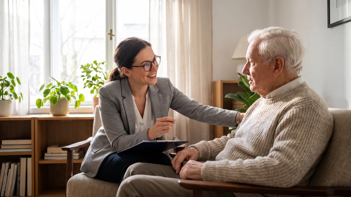 Psychiatrist assessing an older adult's mental capacity