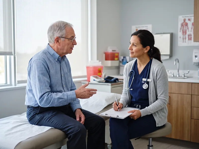 Psychologist assessing a patient in a calm consulting room