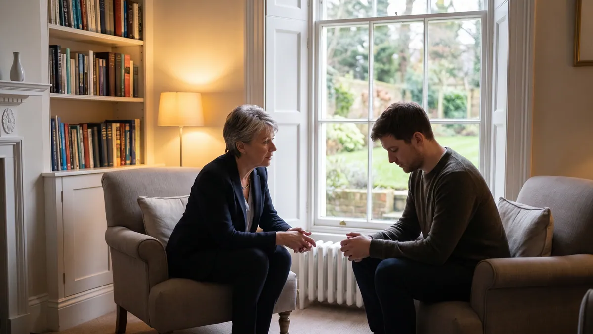 Psychiatrist in conversation with a private client