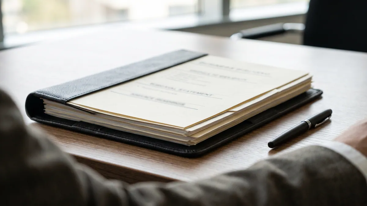 Private assessment report in a folder on a desk