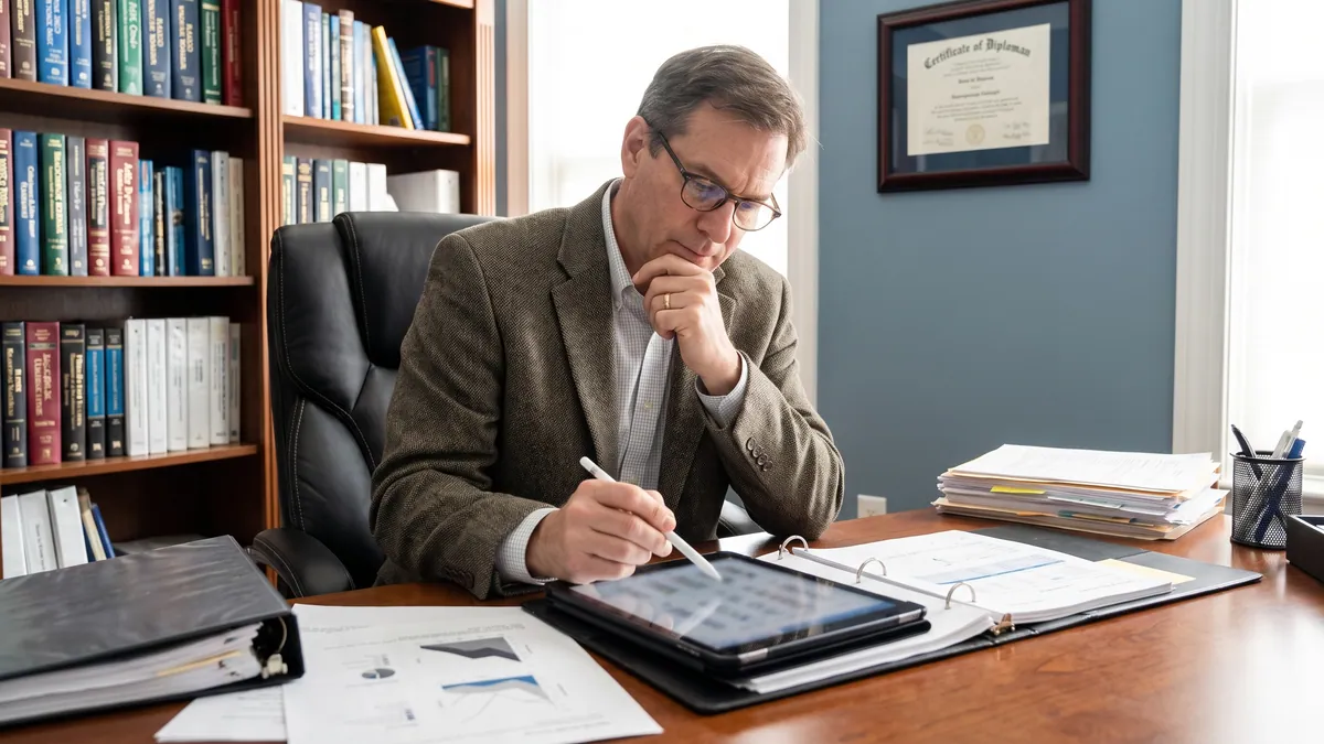 Neuropsychologist reviewing cognitive assessment results