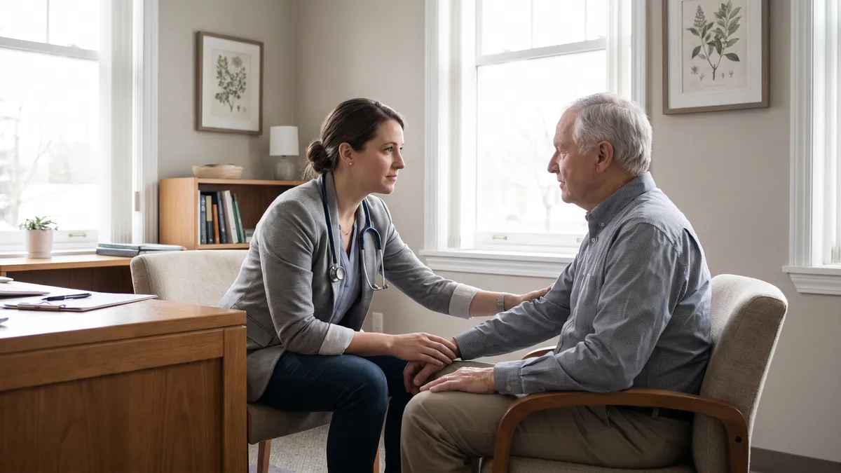 Clinician assessing a person in a professional office