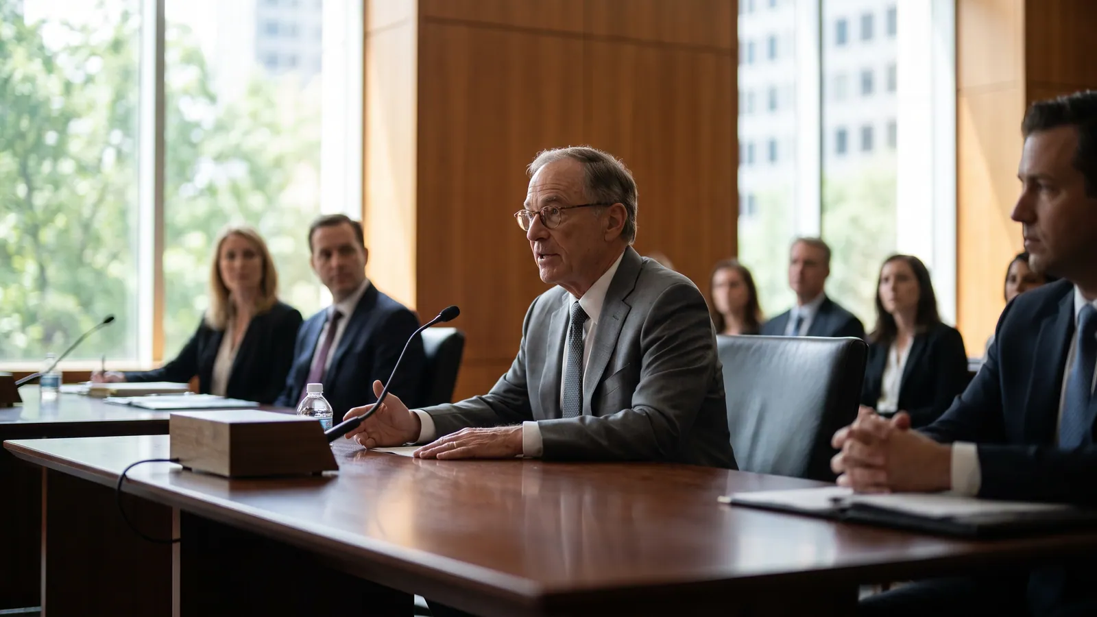 Expert witness giving evidence at a tribunal hearing room