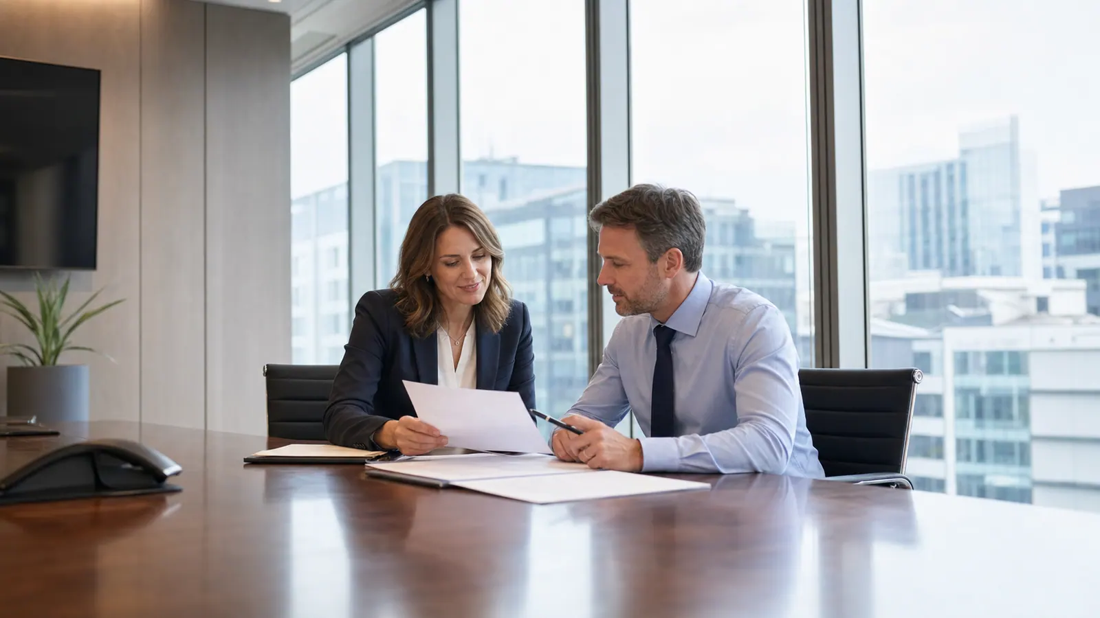 Employers reviewing workplace injury medical legal reporting in a boardroom