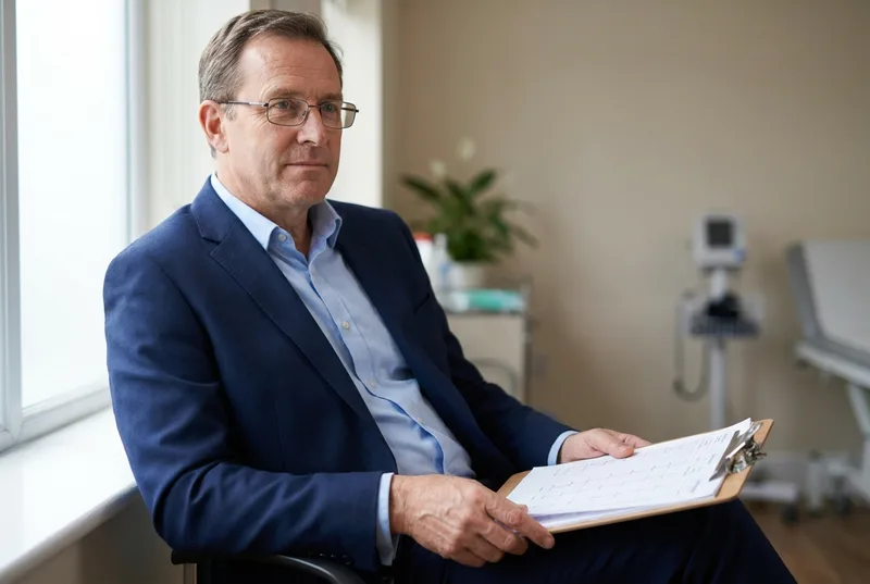 Consultant reading acute A&E observation notes for a medico-legal report