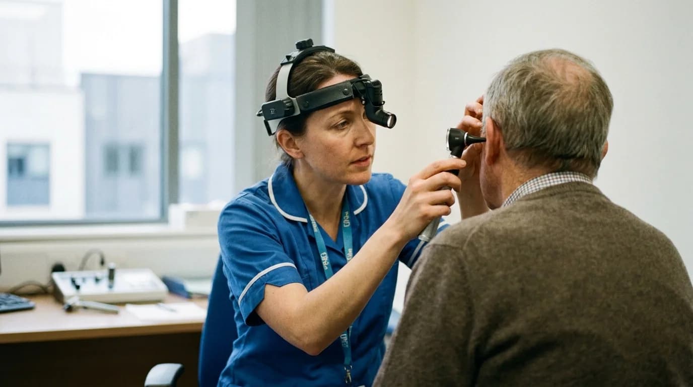 Consultant ENT surgeon reviewing an audiogram during a hearing loss assessment