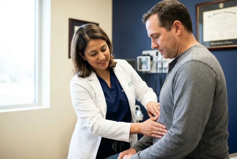 General surgeon examining a patient for a medico-legal report