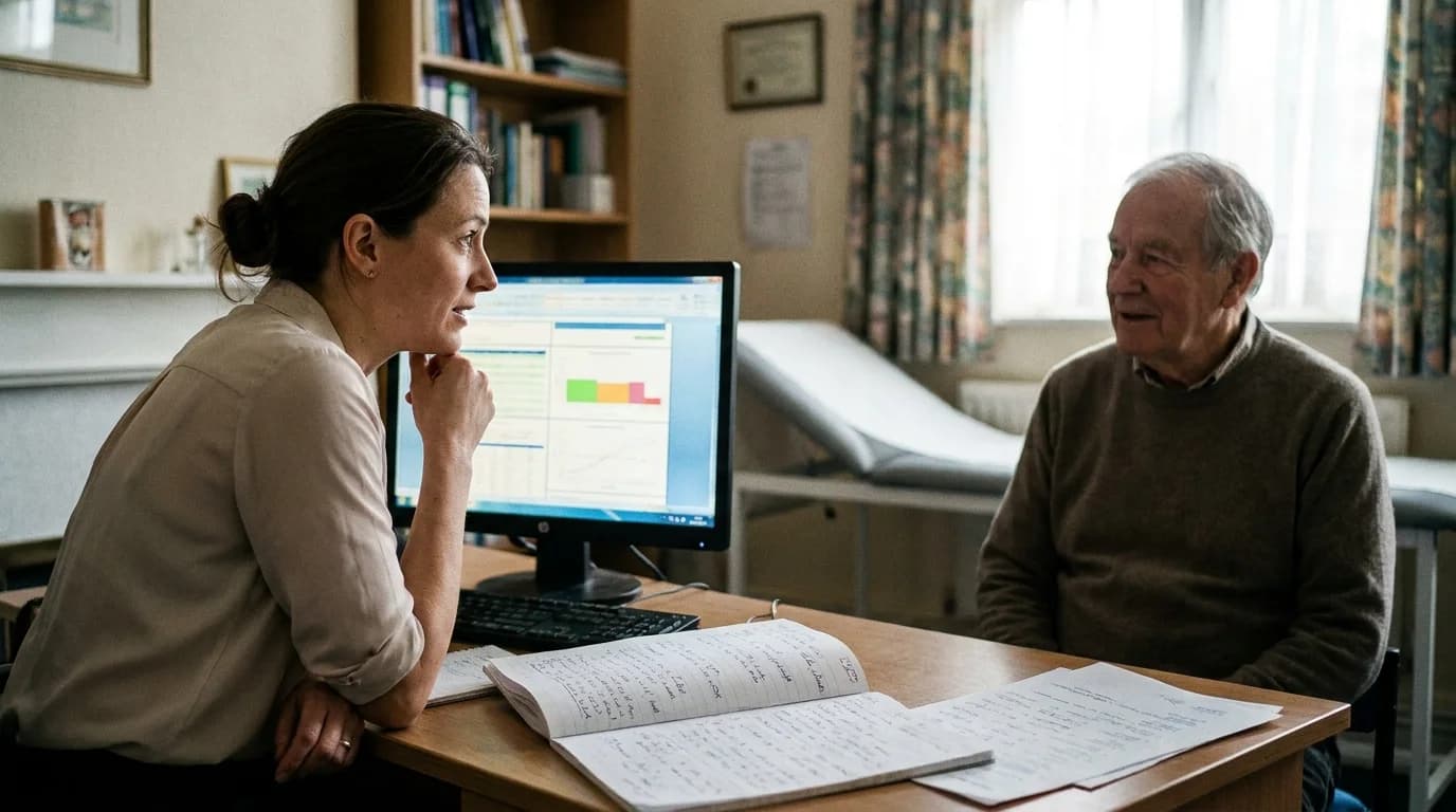 GMC-registered GP examining a patient's neck movement during an independent medico-legal soft-tissue injury assessment