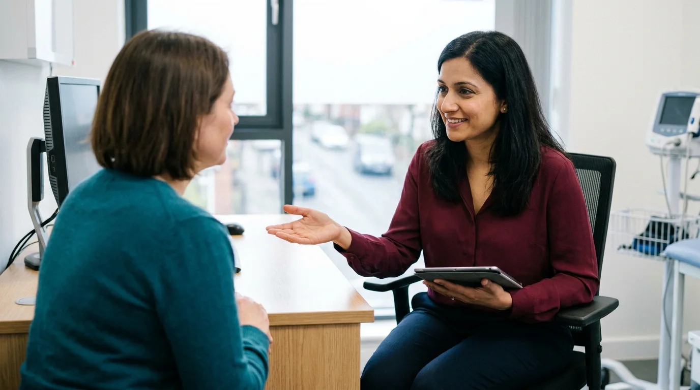 Neurologist discussing a post-traumatic epilepsy diagnosis with a patient