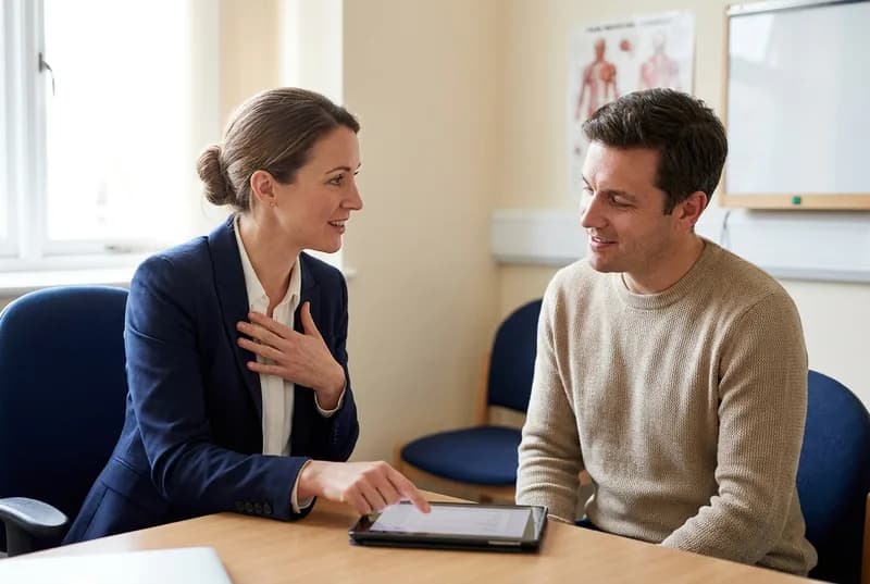 Pain consultant explaining a treatment plan for a medico-legal report