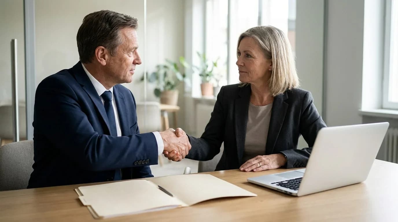 Solicitor and insurer representative agreeing a medico-legal report instruction with a Medical Reporting Organisation